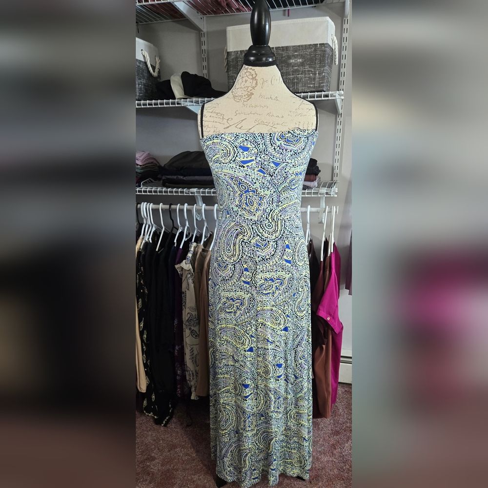 Blue and Yellow Paisley Women's Dress